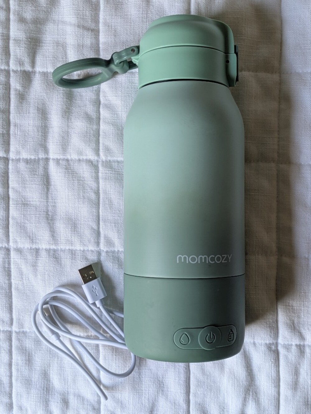 Momcozy Portable Electric Bottle Warmer - Sage Green - Water & Milk
